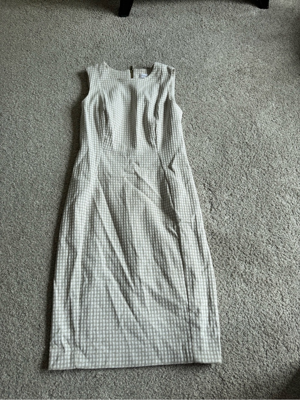 Calvin Klein Cream Gingham Midi Sheath Dress